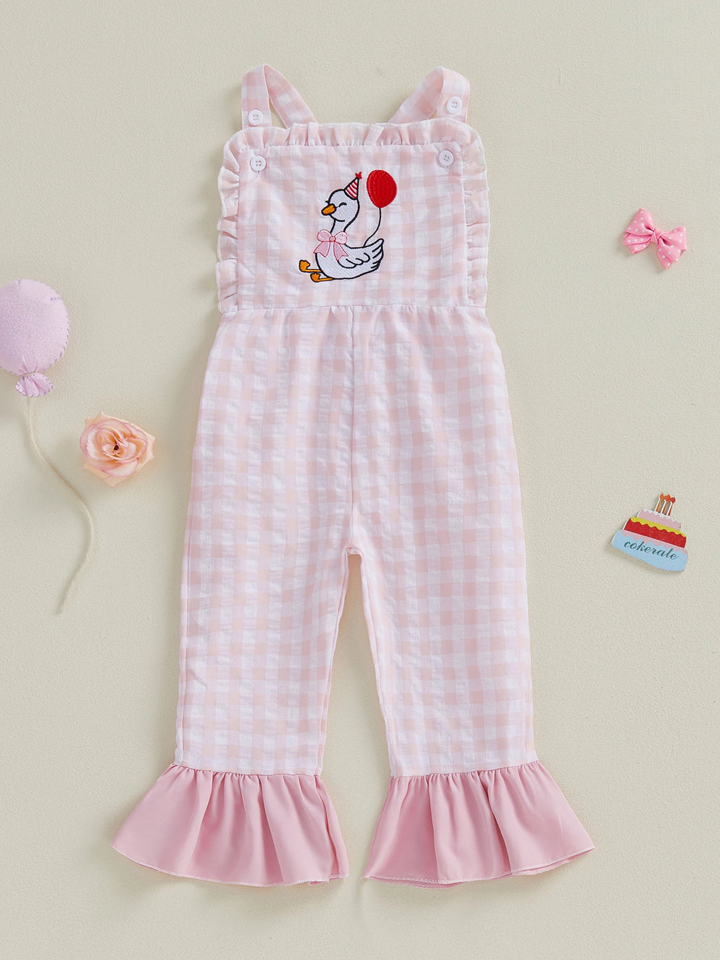 Toddler Girl Plaid Goose Jumpsuit