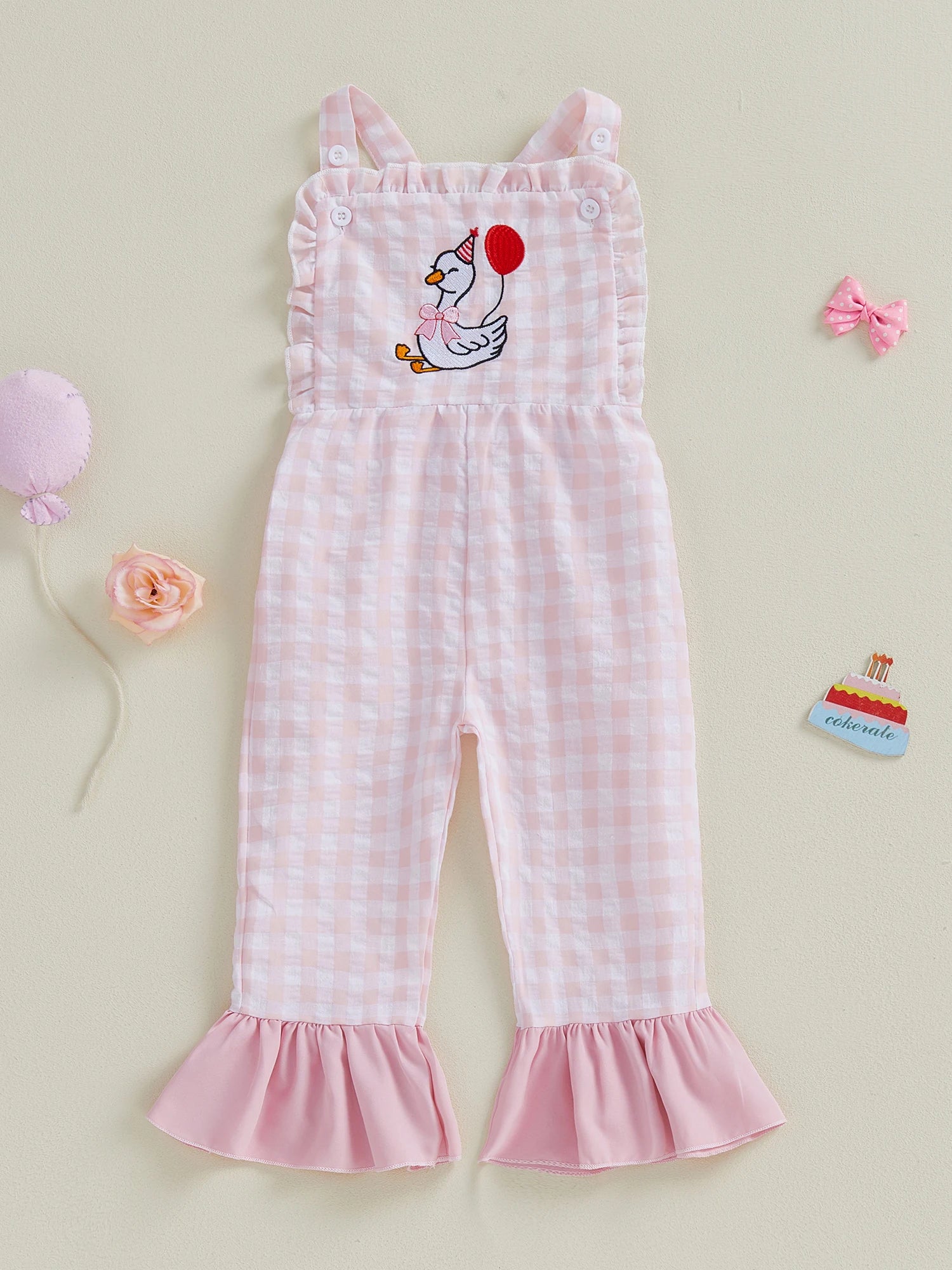 Toddler Girl Plaid Goose Jumpsuit