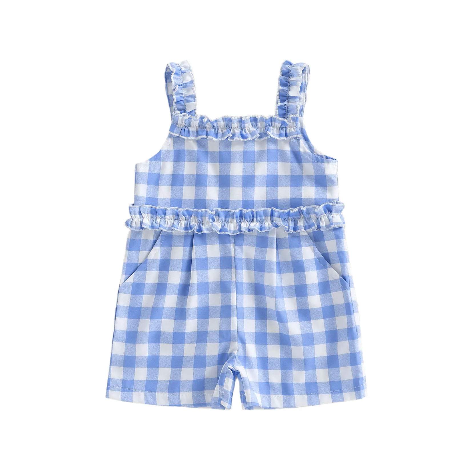 Infant Girls Plaid Ruffle Overalls
