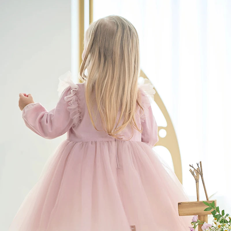 Dave Bella Girls Floral Mesh Party Dress
