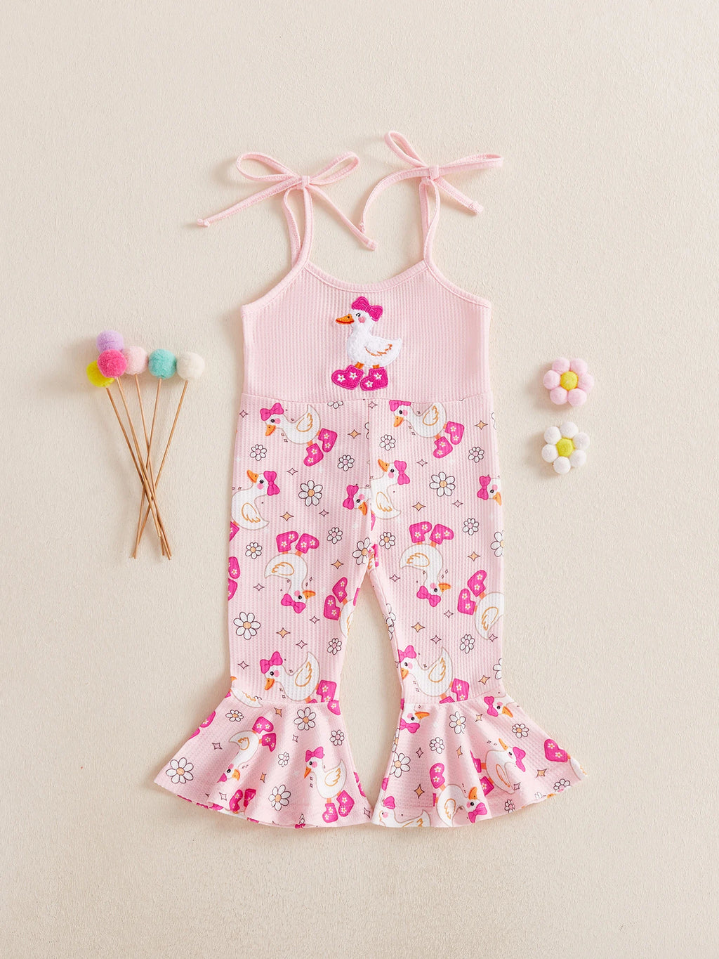 Infant Girl Duck Embroidered Jumpsuit