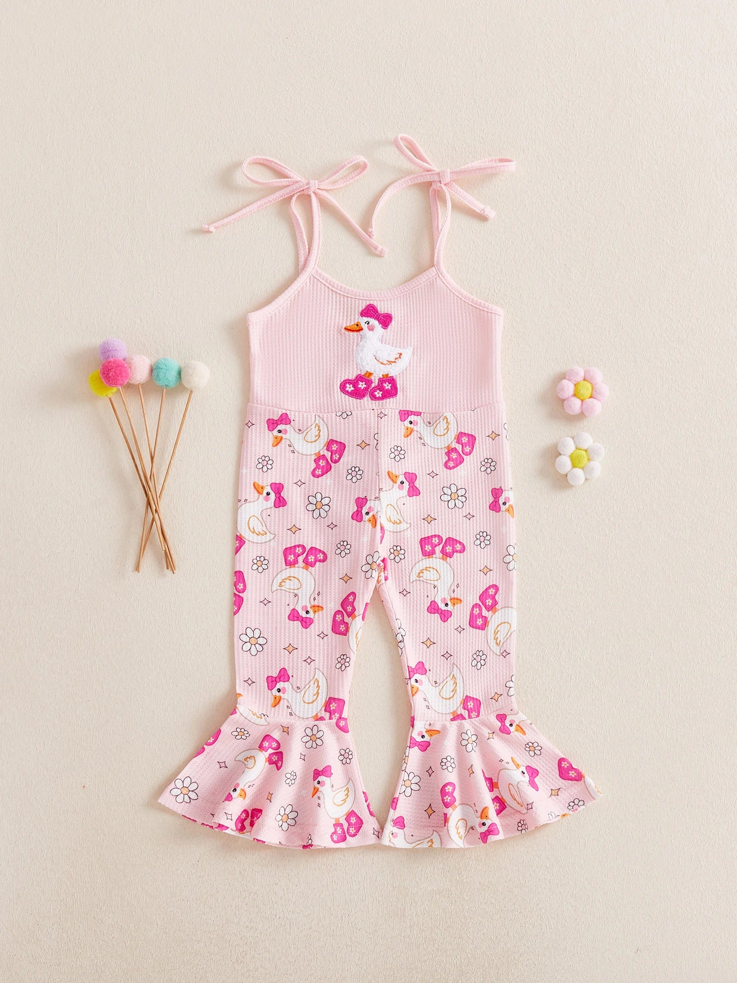 Infant Girl Duck Embroidered Jumpsuit