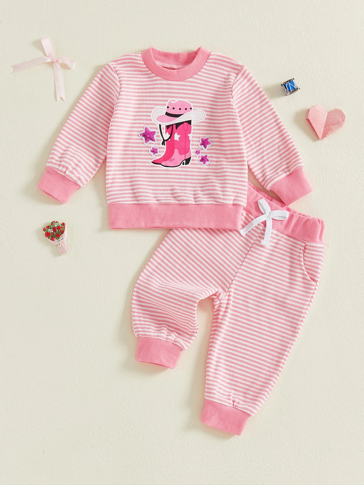 Infant Girl Striped Sweatshirt Set