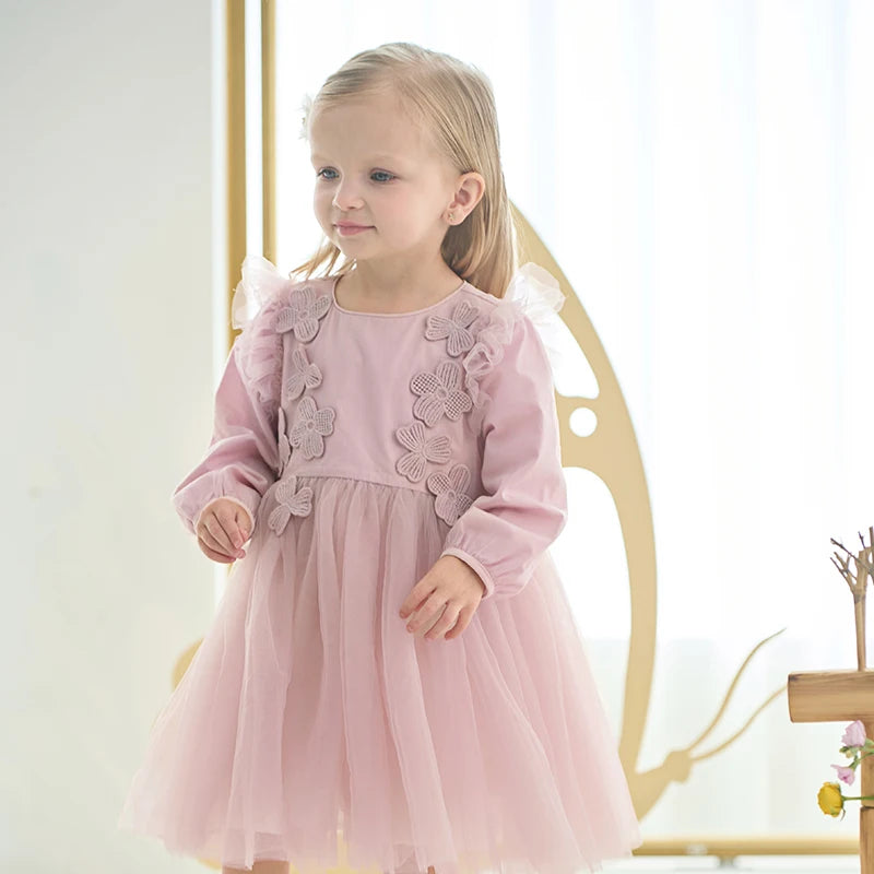 Dave Bella Girls Floral Mesh Party Dress