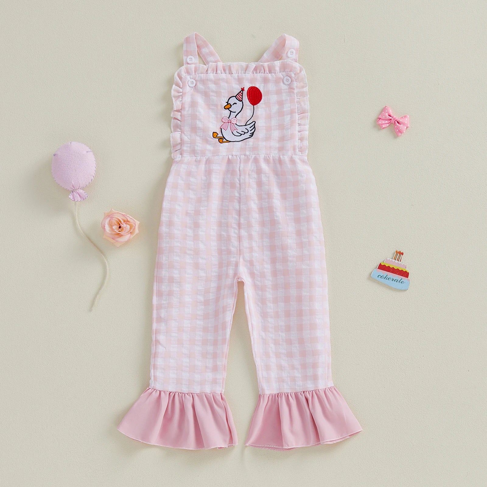 Toddler Girl Plaid Goose Jumpsuit