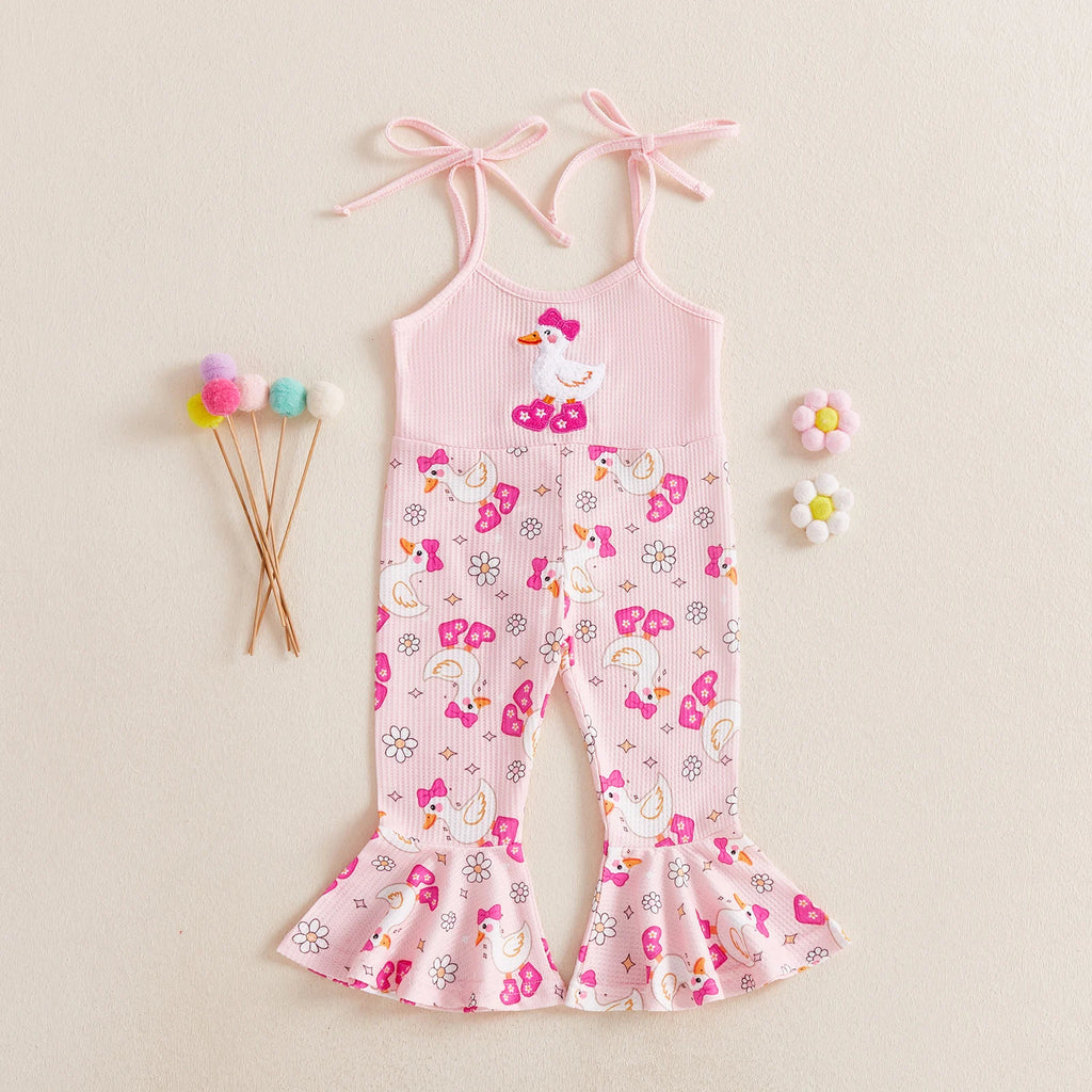 Infant Girl Duck Embroidered Jumpsuit