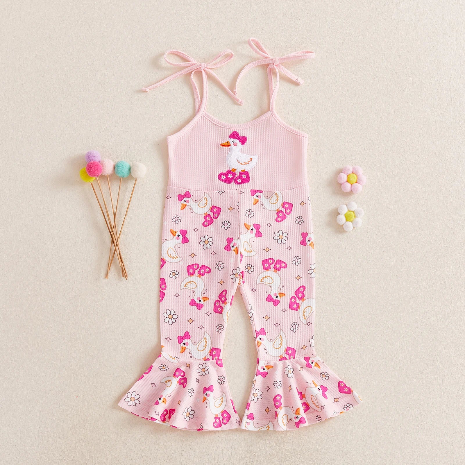 Infant Girl Duck Embroidered Jumpsuit