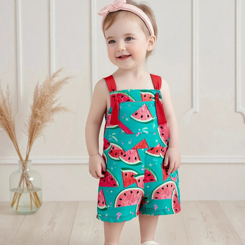 Girls Floral Romper with Pockets