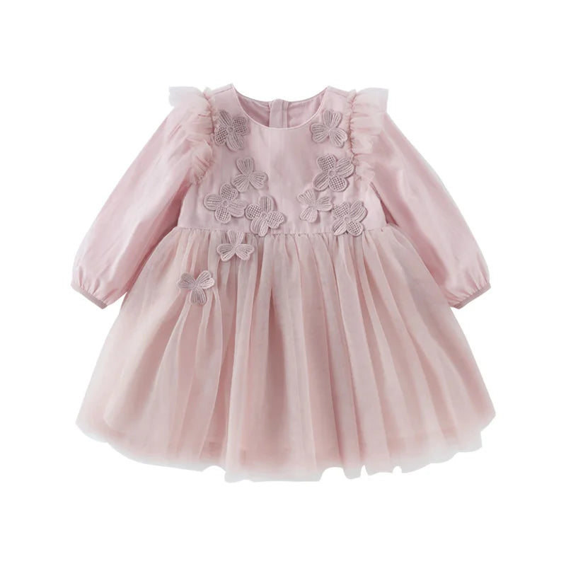 Dave Bella Girls Floral Mesh Party Dress