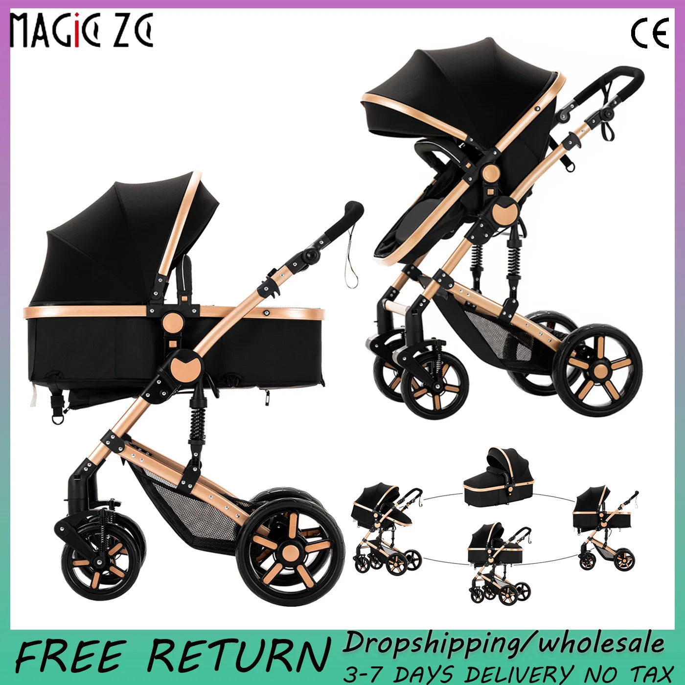 Luxury 3-in-1 Baby Travel Stroller