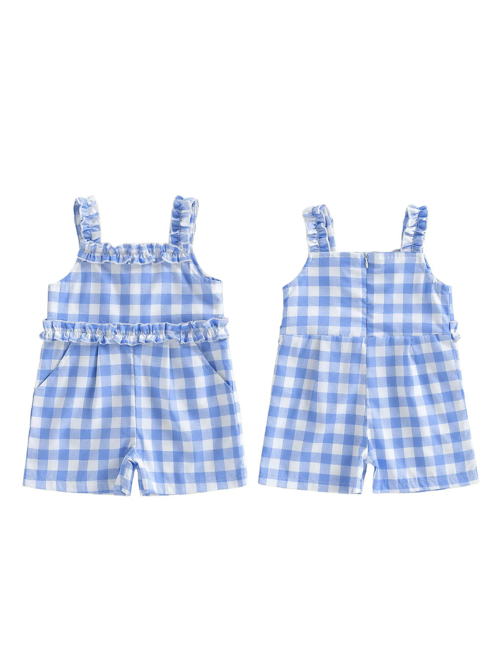 Infant Girls Plaid Ruffle Overalls