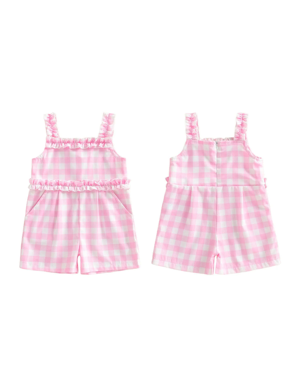 Infant Girls Plaid Ruffle Overalls