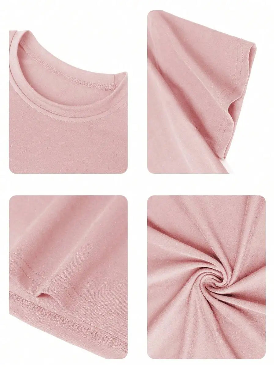 Girls Pink Floral Bow Tee